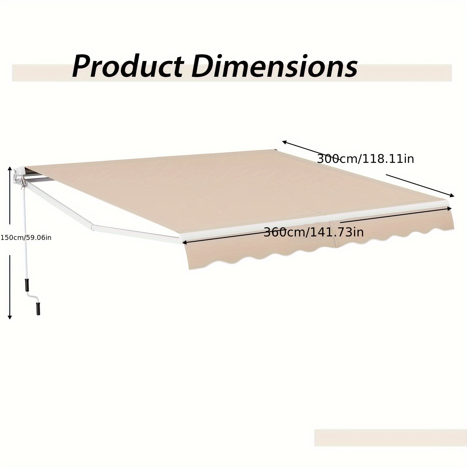 Costway 3.6 x 3m Patio Awning Manual Garden Canopy Sun Shade Retractable Shelter Outdoor - Torange