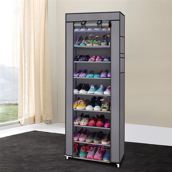 Fashionable Room-saving 9 Lattices Non-woven Fabric Shoe Rack Gray - Torange