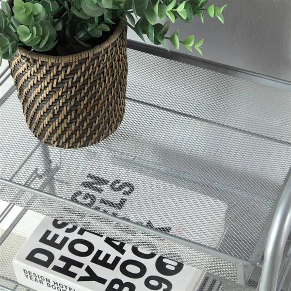 Honeycomb Mesh Style Three Layers Removable Storage Cart Silver - Torange