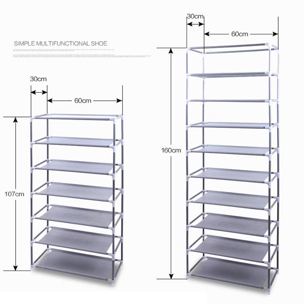 Fashionable Room-saving 9 Lattices Non-woven Fabric Shoe Rack Gray - Torange