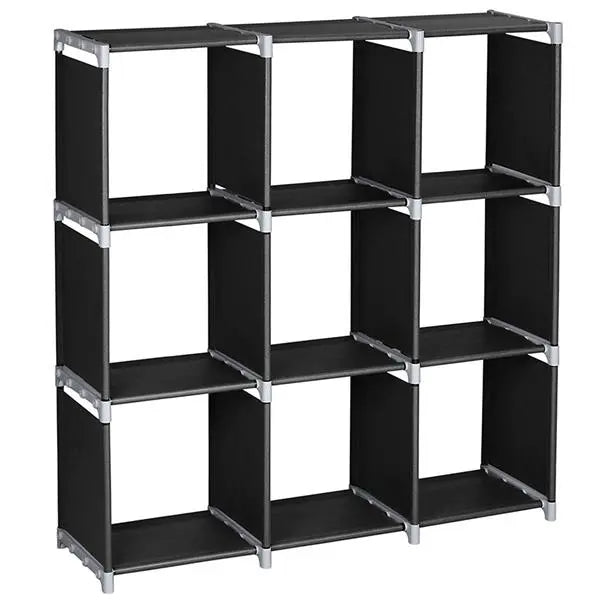Multifunctional Assembled 3 Tiers 9 Compartments Storage Shelf Black - Torange